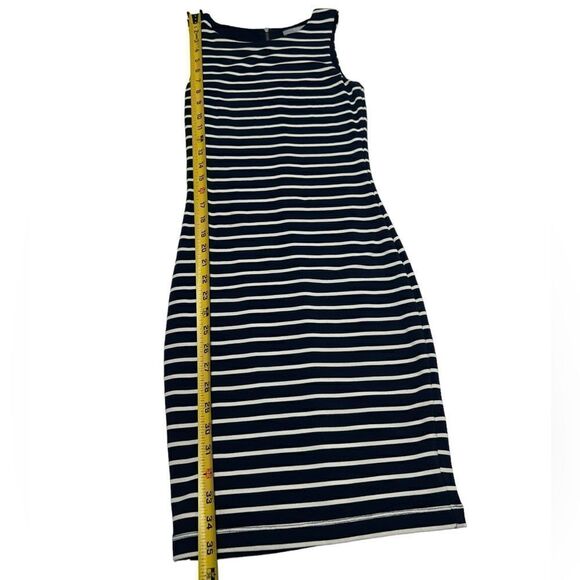 Tart Navy Blue White Striped Sleeveless Bodycon Mini Dress Fitted Casual Dress - Picture 5 of 7